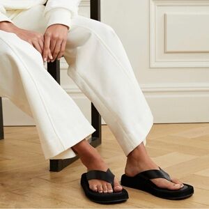 The Row Ginza Leather and Suede Platform Flip Flop Sandals - Size 38 / 8 - NWOT